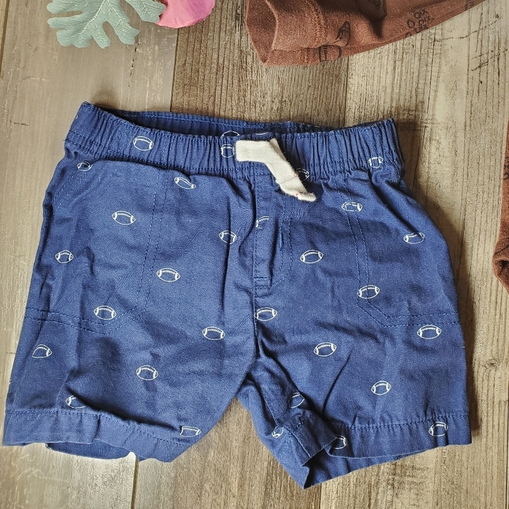 Carter's Baby Toddler Boy Size 18m Football Outfit 100% Cotton Brown Blue NWOT - Picture 11 of 14